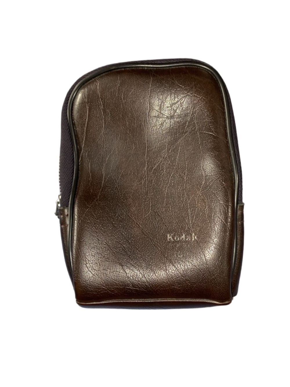 Kodak Vintage Brown Leather Camera Bag Tote Felt Lined